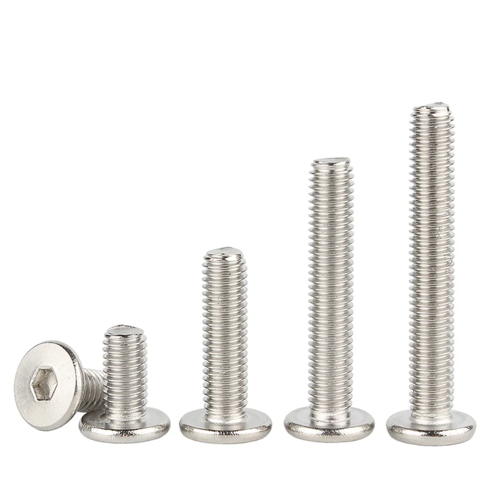 M1.6 M2 M2.5 M3 M4 M5 M6 M8 Hex Hexagon Socket Ultra Thin Flat Wafer Allen Head Bolt Screw 304 Stainless Steel 10pcs stainless steel screw