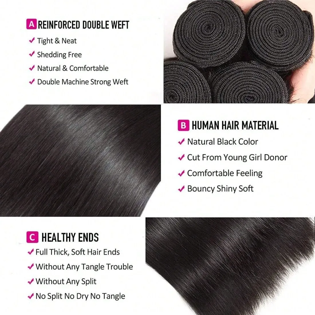 32 34 36 Inch 15A Human Hair Bundles Straight Bundles Human Hair Unprocessed Brazilian Virgin Hair Straight 3/4 Bundles Unit 2