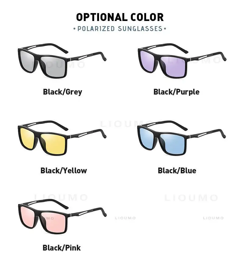 LIOUMO Marke Platz Photochrome Polarisierte Sonnenbrille Männer Frauen Nachtsicht Gläser Für Fahren Trendy Shades Chameleon Brillen – Detail 12