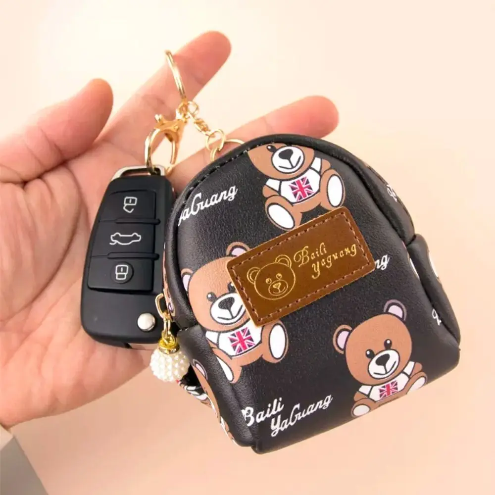 Kawaii Cartoon Bear Small Bag Women PU Leather Coin Purses Wallet Korean Fashion Girls Coin Card Holder Pendant Decoration