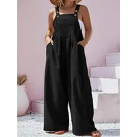 Plus Size New Women's Summer Solid Color Jumpsuit Elegant  High Waist Casual Long Jumpsuits - Image 6
