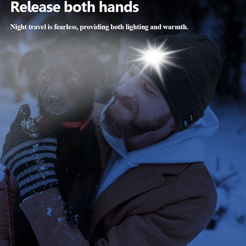 남녀공용 LED 블루투스 모자, 야외 따뜻한 스포츠 헤드폰, 스테레오 뮤직 캡 헤드셋, 마이크 포함, 달리기 라이딩 하이킹용