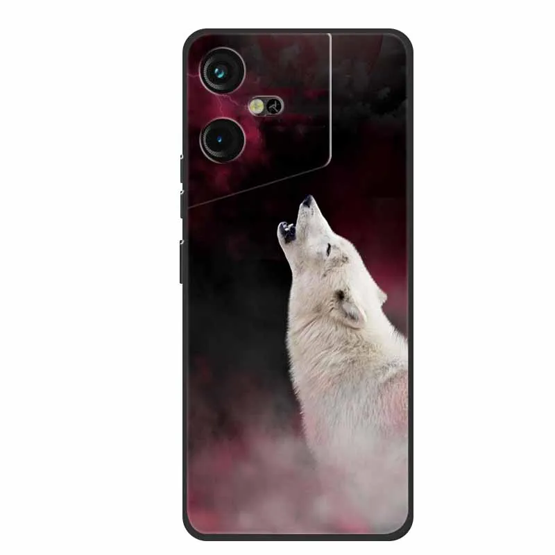 Luxury Soft Silicone TPU Phone Back Cover with Animal Wolf Design