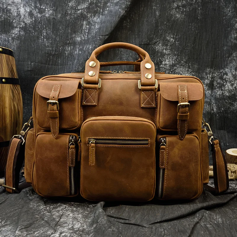 Distressed Large Leather Lenovo Mens Messenger Laptop Bag Briefcase