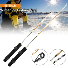 45cm/55cm Mini Telescopic Ice Fishing Rod Portable Carbon Fiber River Shrimp Carp Fishing Pole Winter Fishing Rod Tackle