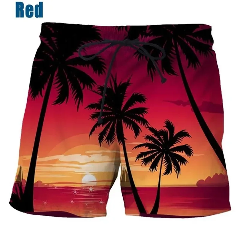 Coconut Tree Hawaiian Beach Shorts 3D Printing Summer Men's Casual Swimming Shorts High Elastic Quick Dry Swim Trunks 6