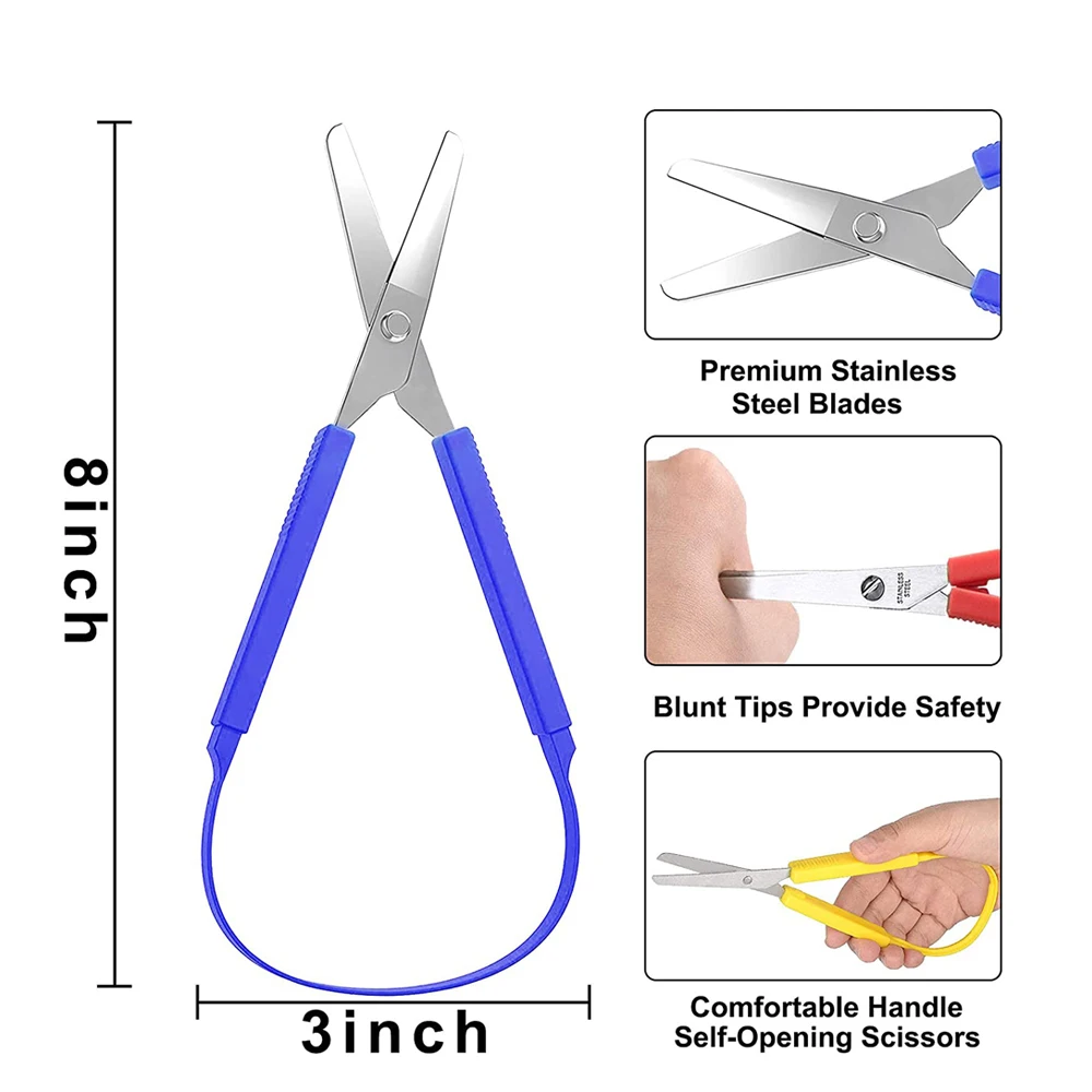 New Mini Stainless Steel Loop Scissors Adaptive Design Colorful Grip  Scissor DIY Art Craft Cutting Tool