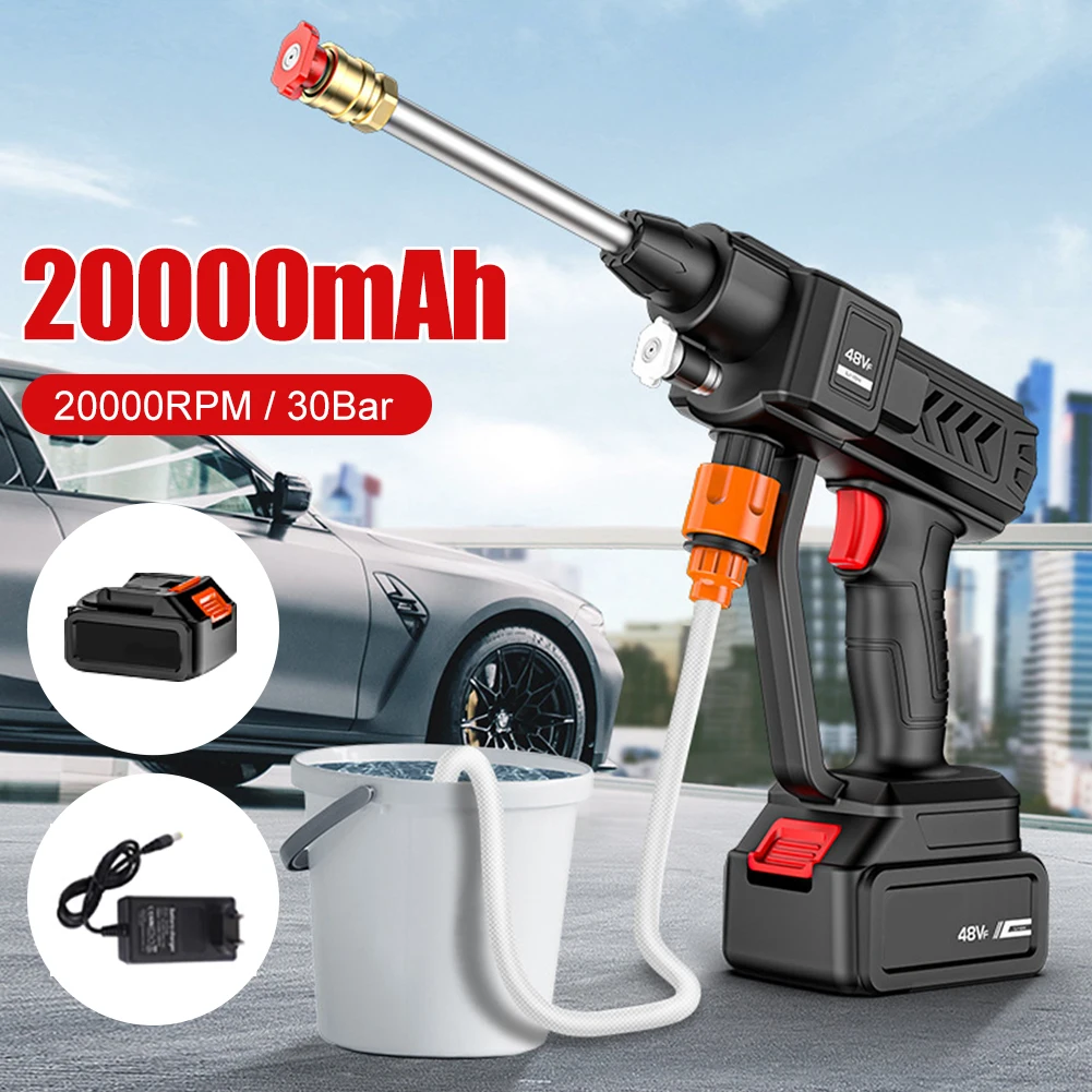 

48V/96V Car Wash Washer Gun Cordless High Pressure Car Washer Spray Rechargeable EU/US Wash Gun Electric Water Gun Machine