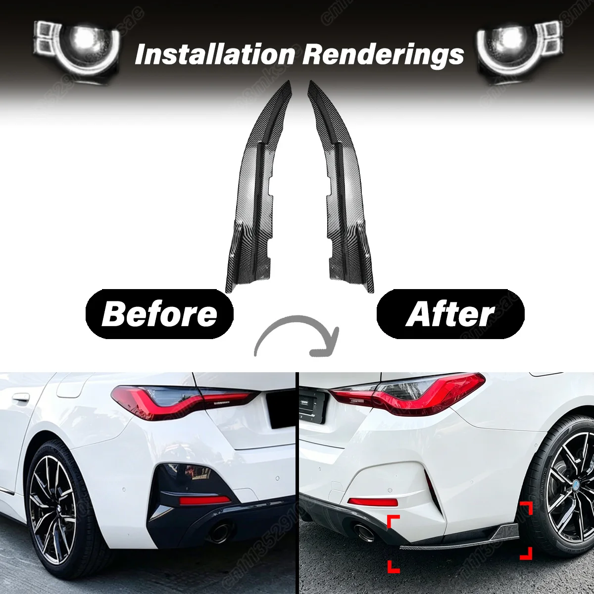 BMW 4 시리즈 G26 M 스포츠 2020 2021 2022 2023 2024 2025 2026 자동차 리어 범퍼 사이드 스플리터 장식 액세서리 키트