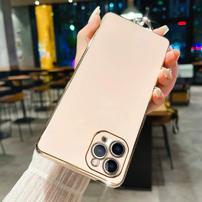 Plating Case For Samsung A34 A54 A53 A32 A33 A22 A13 4G 5G A12 A73 A25 A31 A21S A14 Wristband Bracelet Soft Silicone_voghion.com