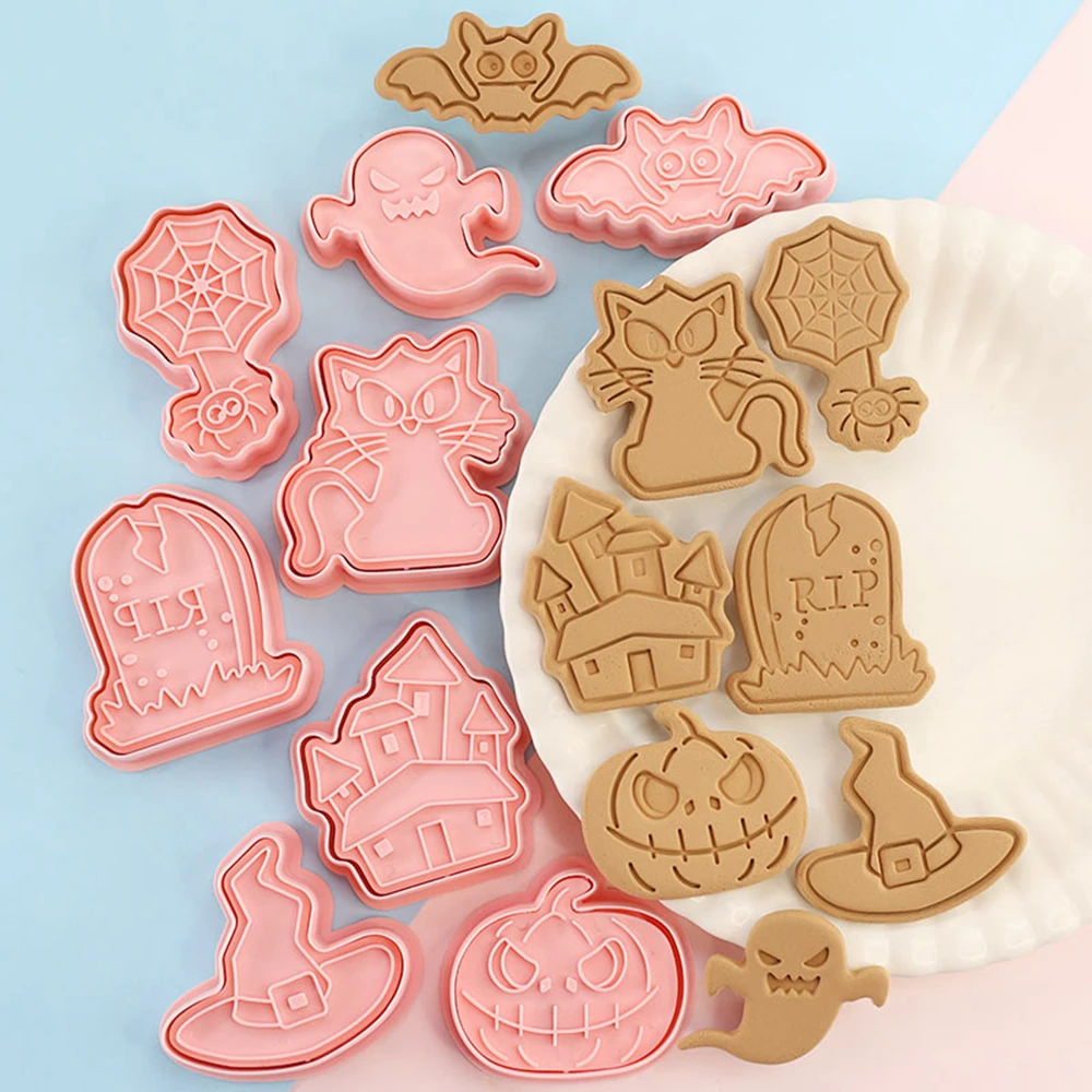 8 Teile/satz Halloween Cookie Formen 3D Kürbis Geist Keks Harz Form Cookie Küche Backen Backformen Werkzeug Halloween Party Decor – Detail 22