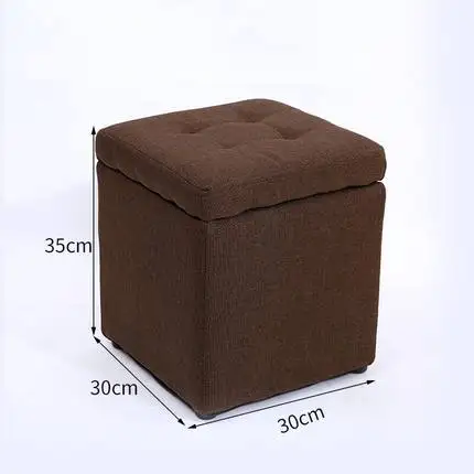 Minimalist Wooden Storage Ottoman with Fabric Seat