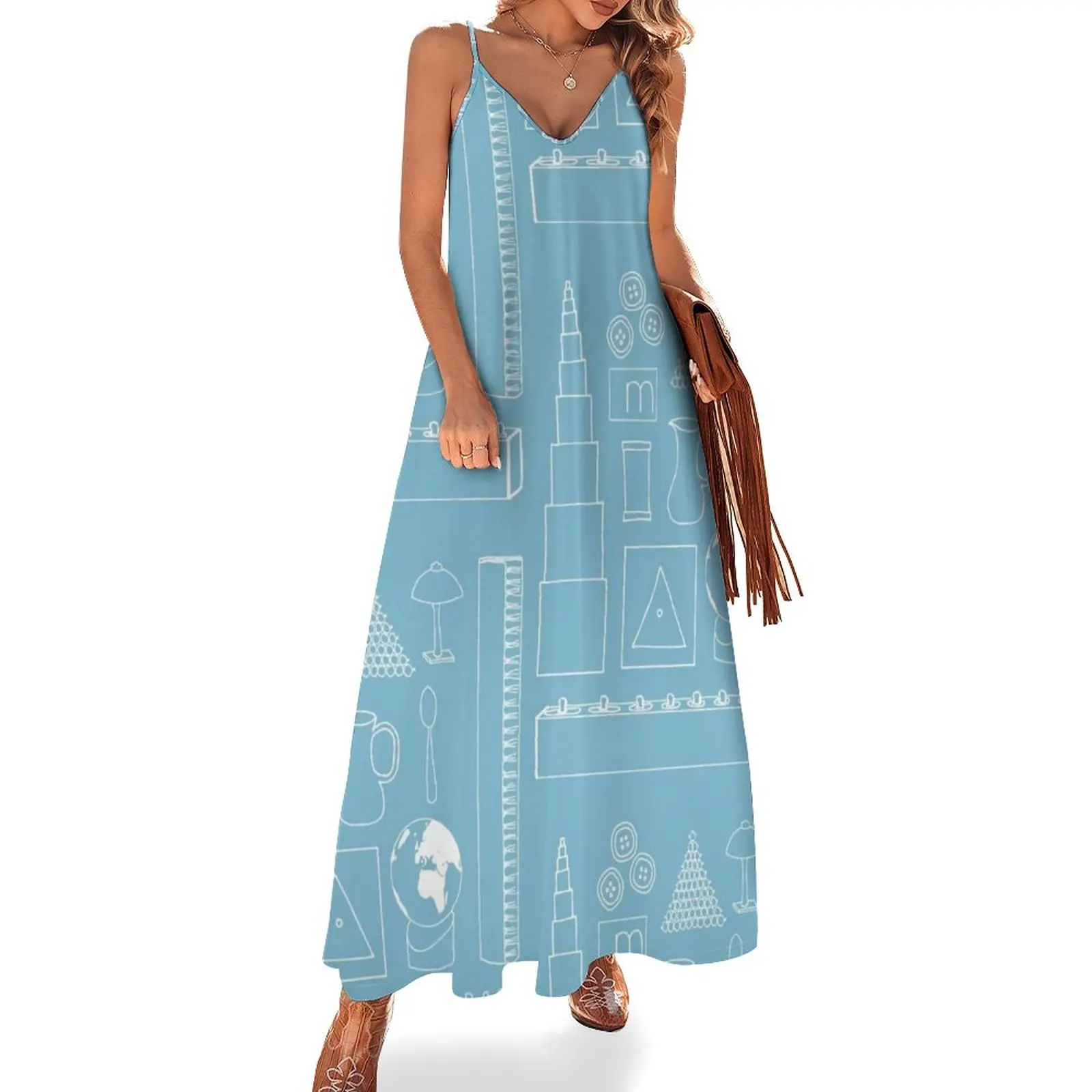 

Montessori Doodles Sleeveless Dress loose women's dress luxury woman evening dress