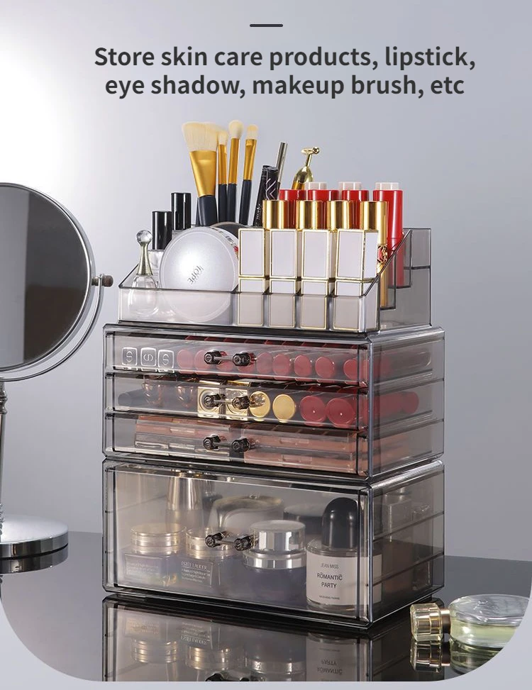 Description Picture 4 of itemDrawer Acrylic Clear Makeup Storage Organizer Large Cosmetic Display Case Stackable Drawers Dresser for Skin Care Makeup Storage