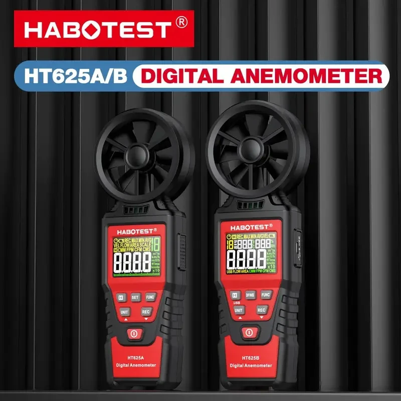 HABOTEST HT625A 디지털 풍속계 휴대용 풍속 측정기 풍속계 LCD 디스플레이 온도 습도 측정기 HT625B