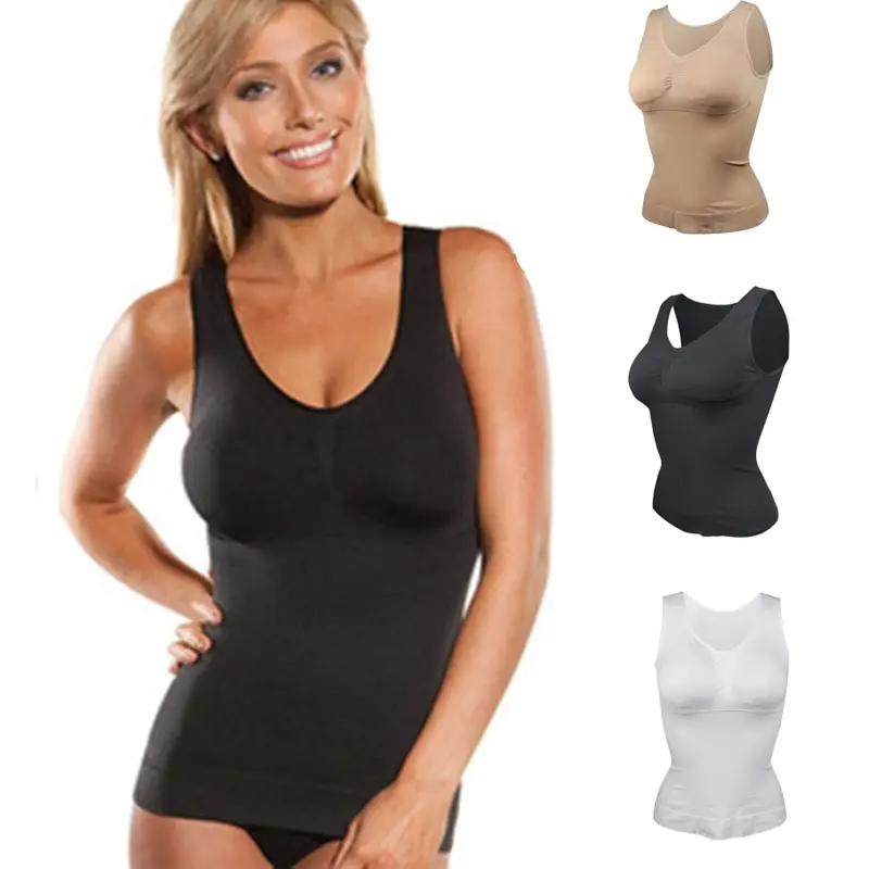 Womens Shapewear Body Shaper Tummy Control High Elastic Strench Padded Tank Top Slimming Body Shaper Compress Vest Corset