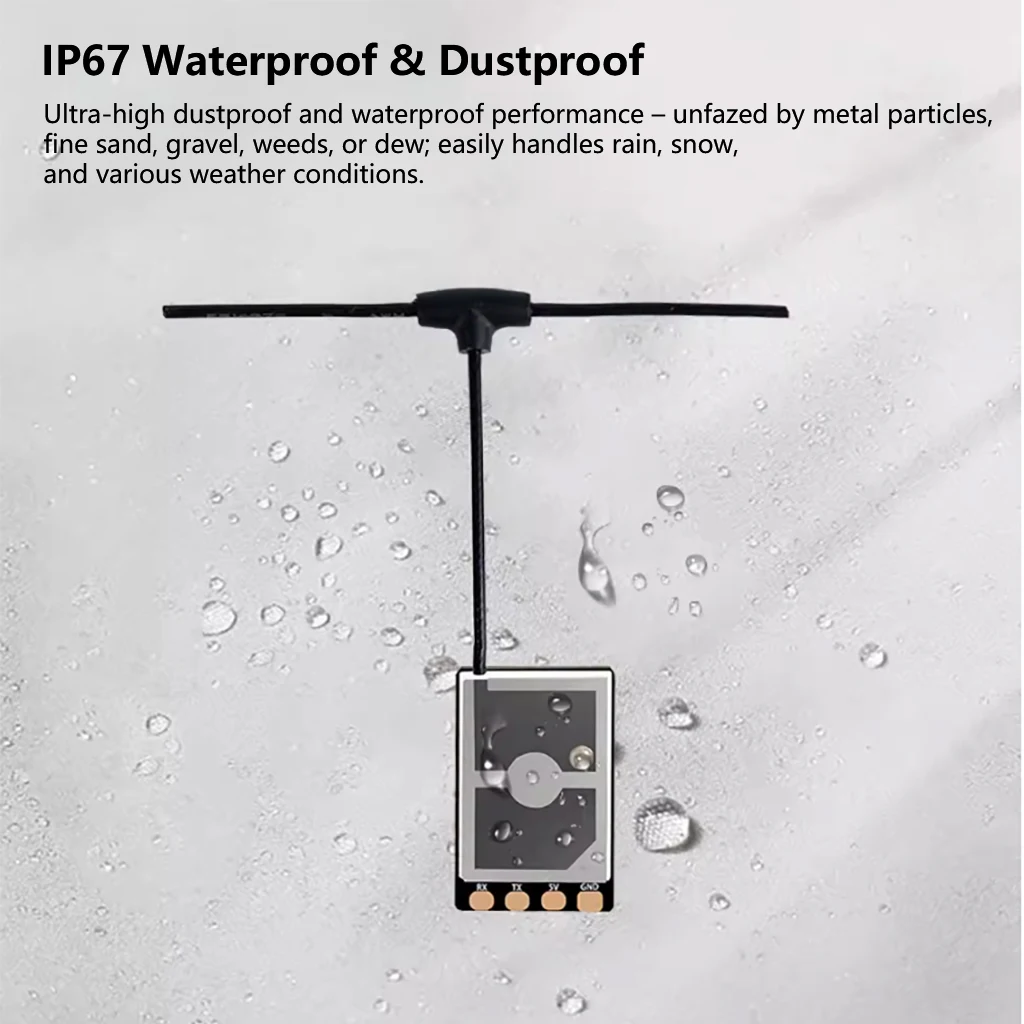 Détail du boîtier IP67 du récepteur ELRS 2.4G DarwinFPV Cement 100mW, étanche et robuste