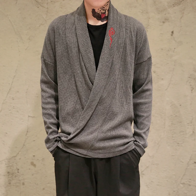 

Autumn Men Knitted Cardigan Vintage Men Casual Black Gray Cardigan Sweater 2023 Oversized Man Tops New Dropshipping