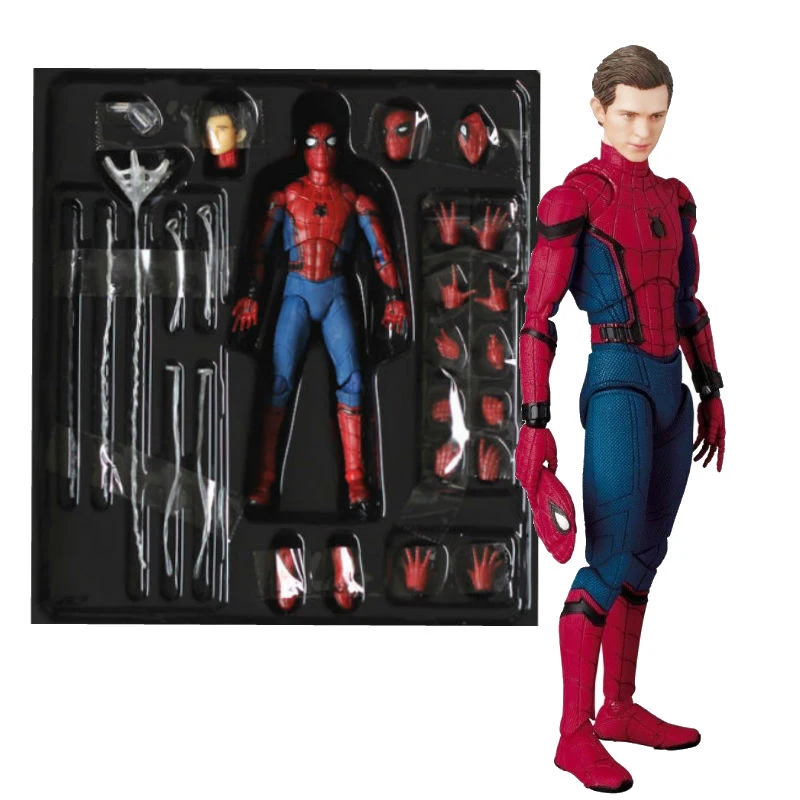 Marvel Mafex 044 Avengers Spiderman Action Figure Statue Can Change Tom Holland Face Spider Man Model Doll Toys Collection Gift images - 6