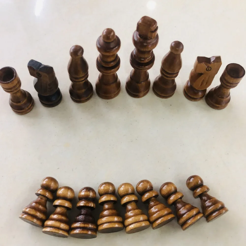 16Pcs Wooden Chess Pieces Set 64mm King International Chessmen Classic Board Game Collection Strategy Game Accessories