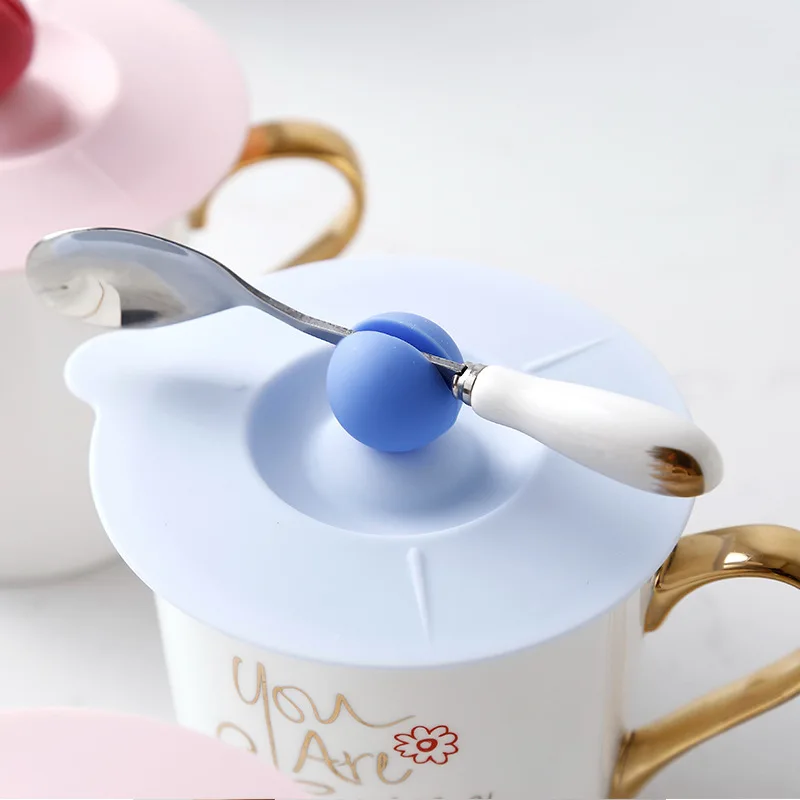 Silicone Mug Cover Food Grade Anti-dust with Spoon Holder