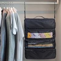 1pcs Travel Clothes Storage Bag, Multi-Layer Wardrobe Organizer with Hanging Hook Large Capacity Foldable Luggage Organizer 1