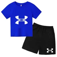 T-shirt à manches courtes et short avec logo imprimé - Vêtements de sport élégants - Ensemble de vêtements de sport pour enfants en 2 pièces - Ensemble pour enfants 2