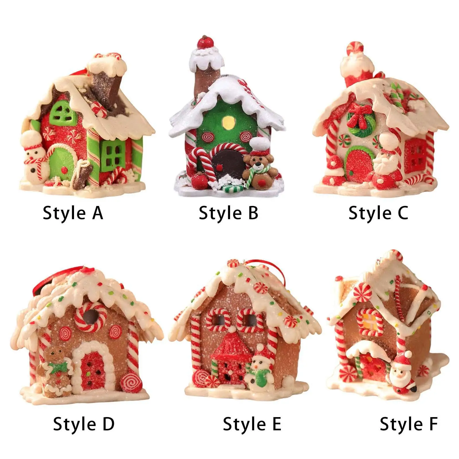 Ciondolo Natalizio Led Light Glowing House Figurine Micro Landscape Town For