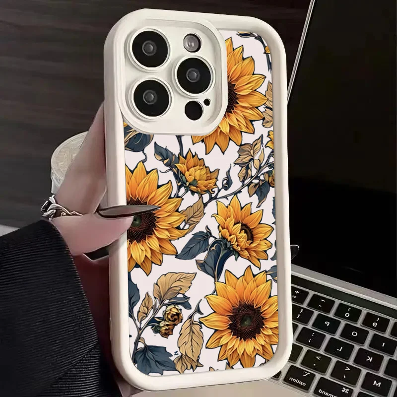 thumbnail image 1 of Funda de teléfono anticaída con diseño floral de verano engrosada para iPhone 14, 15, 11, 12, 13, 16 Pro Max, 7 Plus, XS, XR, carcasa trasera de silicona sólida, 1 of 5