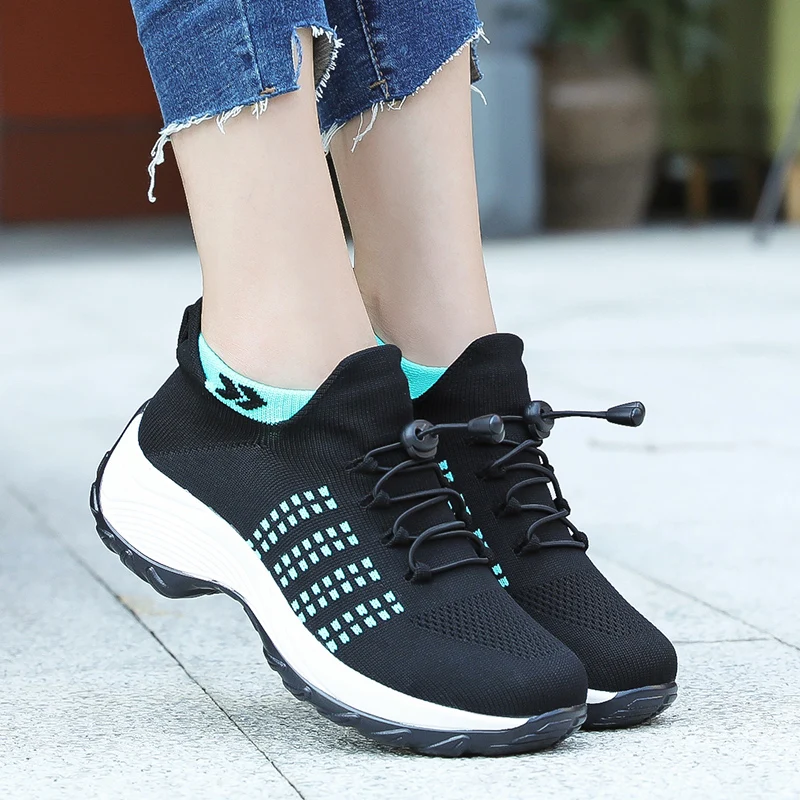 35-42 Platform Women's Running Shoes Breathable Women Sneakers Outdoor Female Casual Shoes Elastic Band Vulcanized