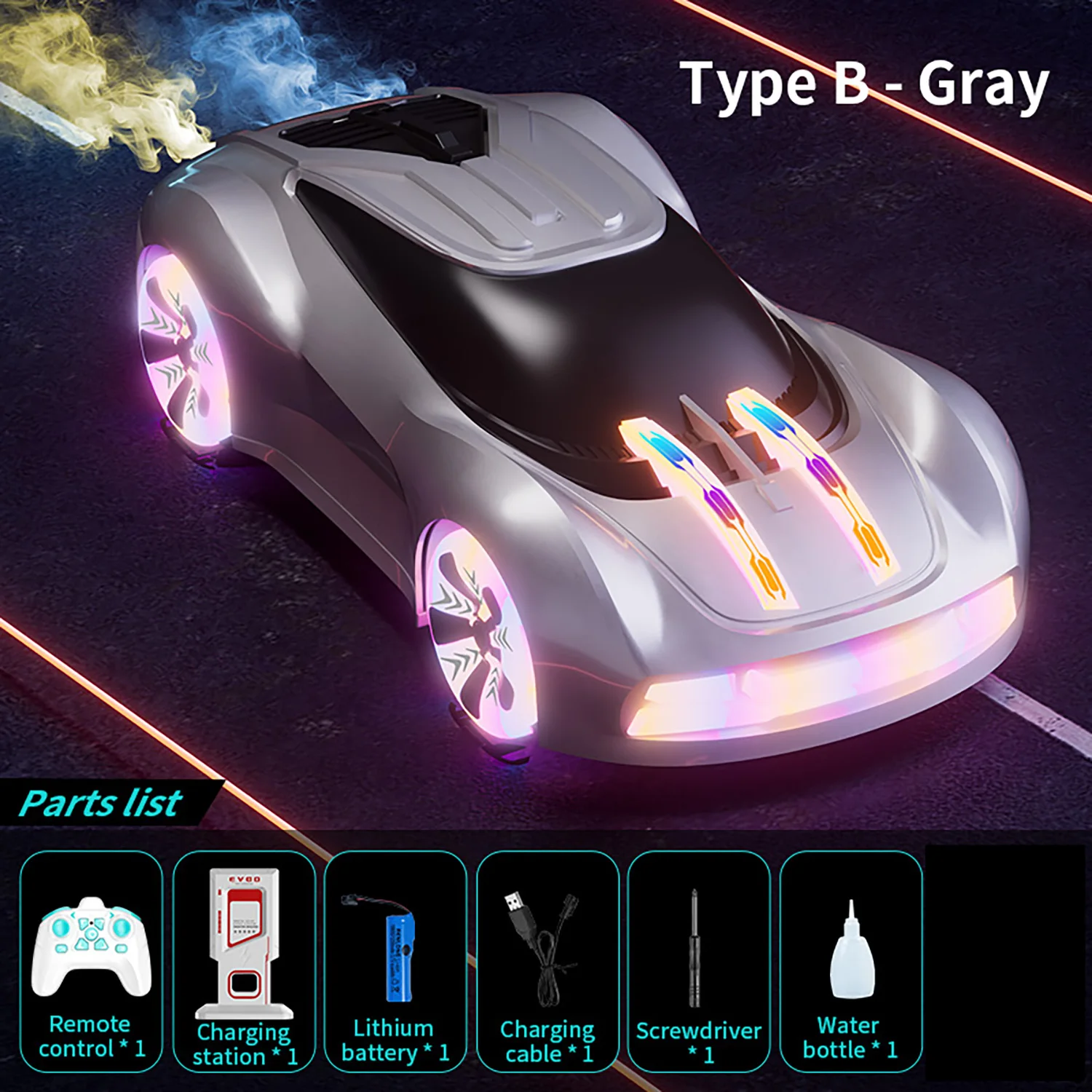 Auto RC 1:18 2.4Ghz 4x4 con Rotazione a 360°, Drift e Luci Fantastiche, Musica e Spray - Nuova Auto Concept a Controllo Remoto Pronta all'Uso - Image 6