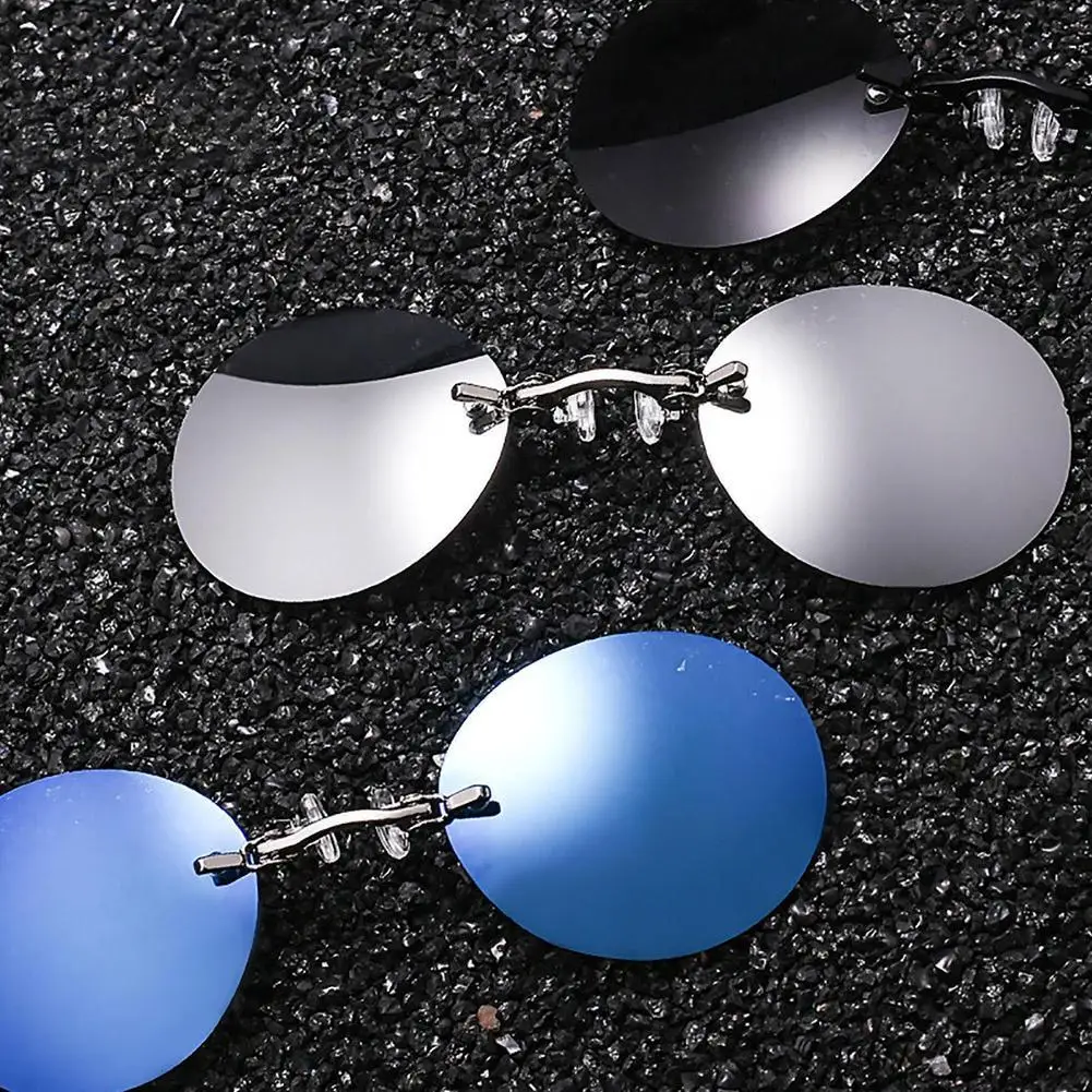 Sleek Rimless Clip-On Punk Sunglasses