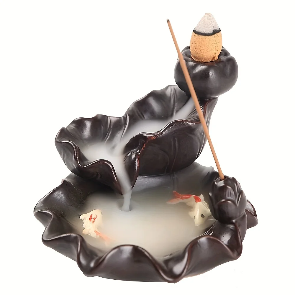 

1pc Waterfall Incense Holder, Backflow Cone, Ceramic Burner Handcrafted Porcelain Censer Incense Stick Stand,Backflow Incense Bu