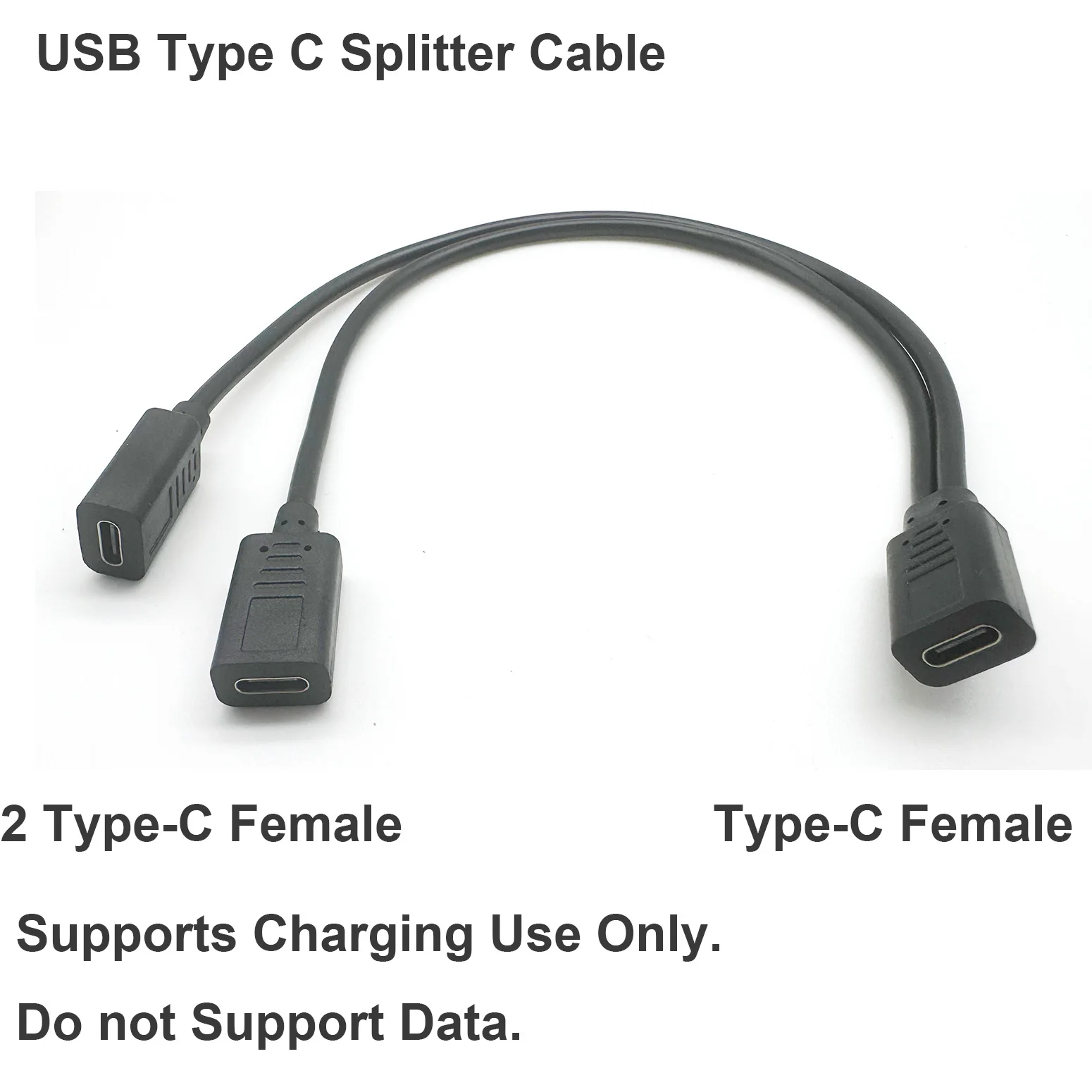 USB C 스플리터 충전 케이블 USB 타입 C 암-듀얼 2 USB 타입 C 암 스플리터 Y형 충전 커넥터 케이블 (충전 전용)