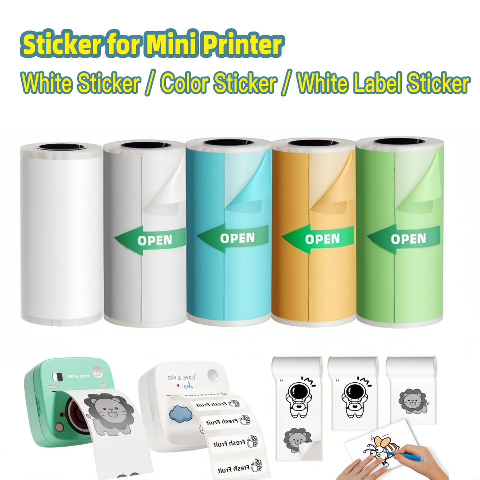 Sticker Paper for Mini Printer Label Sticker Paper Color Thermal Paper Width for Label Maker Printers Photo Printing