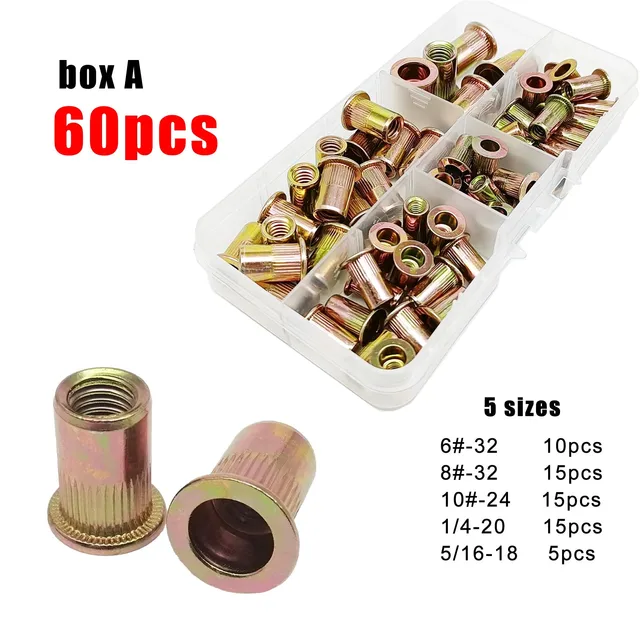 Rivet Nut, 10-32 Thread Size, 0.306 In Flange Dia., 0.37 In L, Steel, 100 PK, Mfr - Foto 5