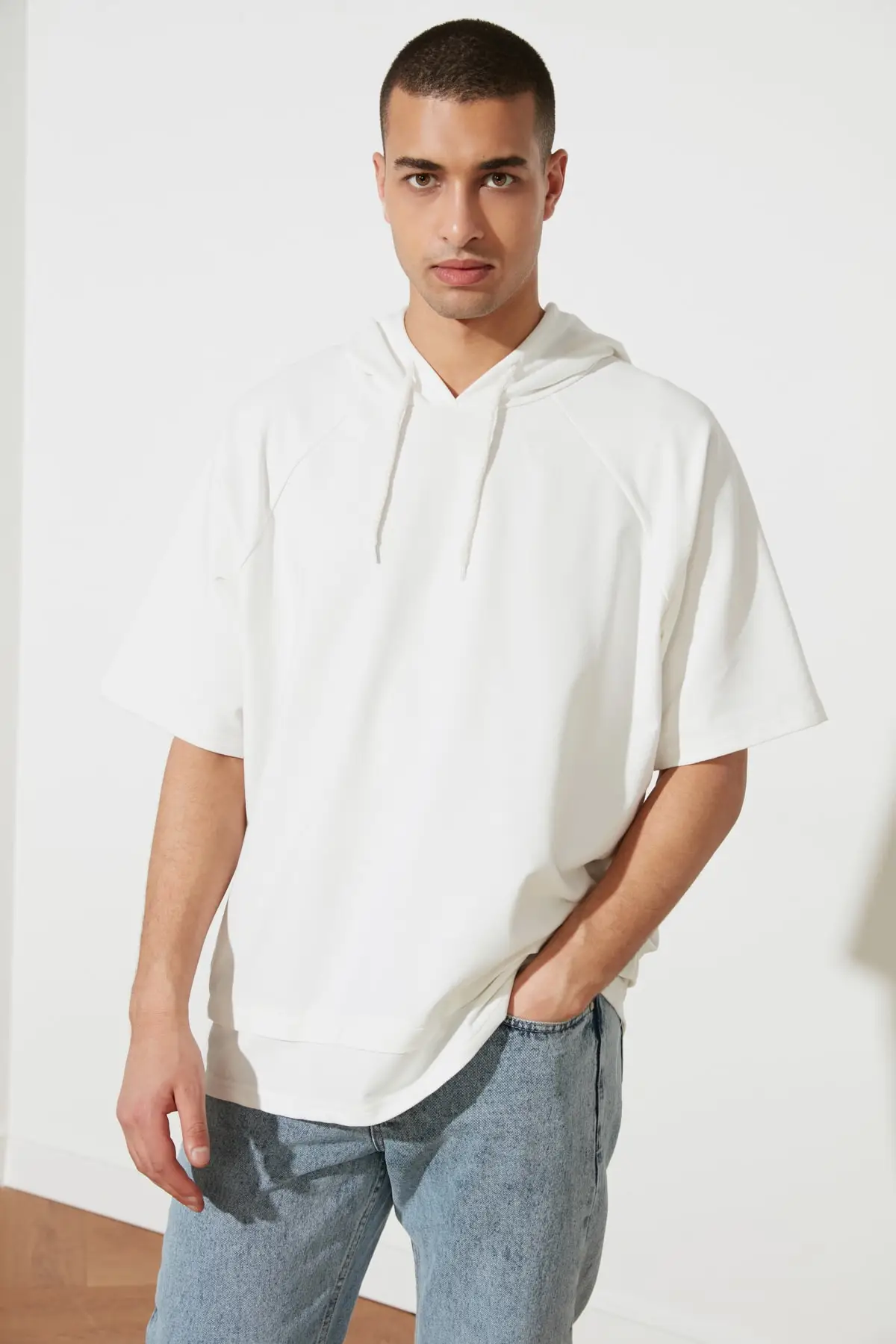 Trendyol Men Oversize Hooded Short-sleeve Sweatshirt Tmnss21sw0179 - Hoodies  & Sweatshirts - AliExpress