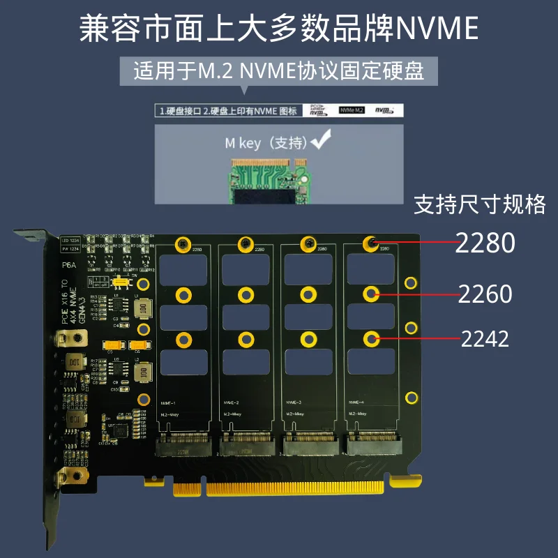 Pci-e 4.0 4x4 para M.2 Nvme 4-baías Cartão de Expansão para M.2 Nvme Unidade de Estado Sólido Ssd Pcie X16 4.0 Gen4 Discos Dividir Placas de Adaptador - Imagem 2