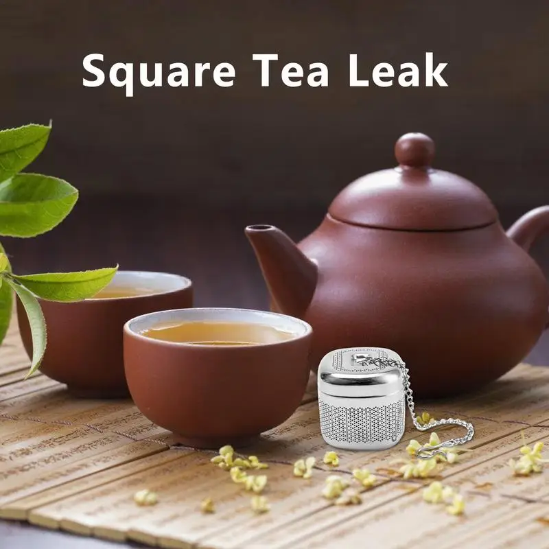 Tea Infuser Tea Filter Square Shape Fine Mesh Retractable Chain Design for Loose Strainers