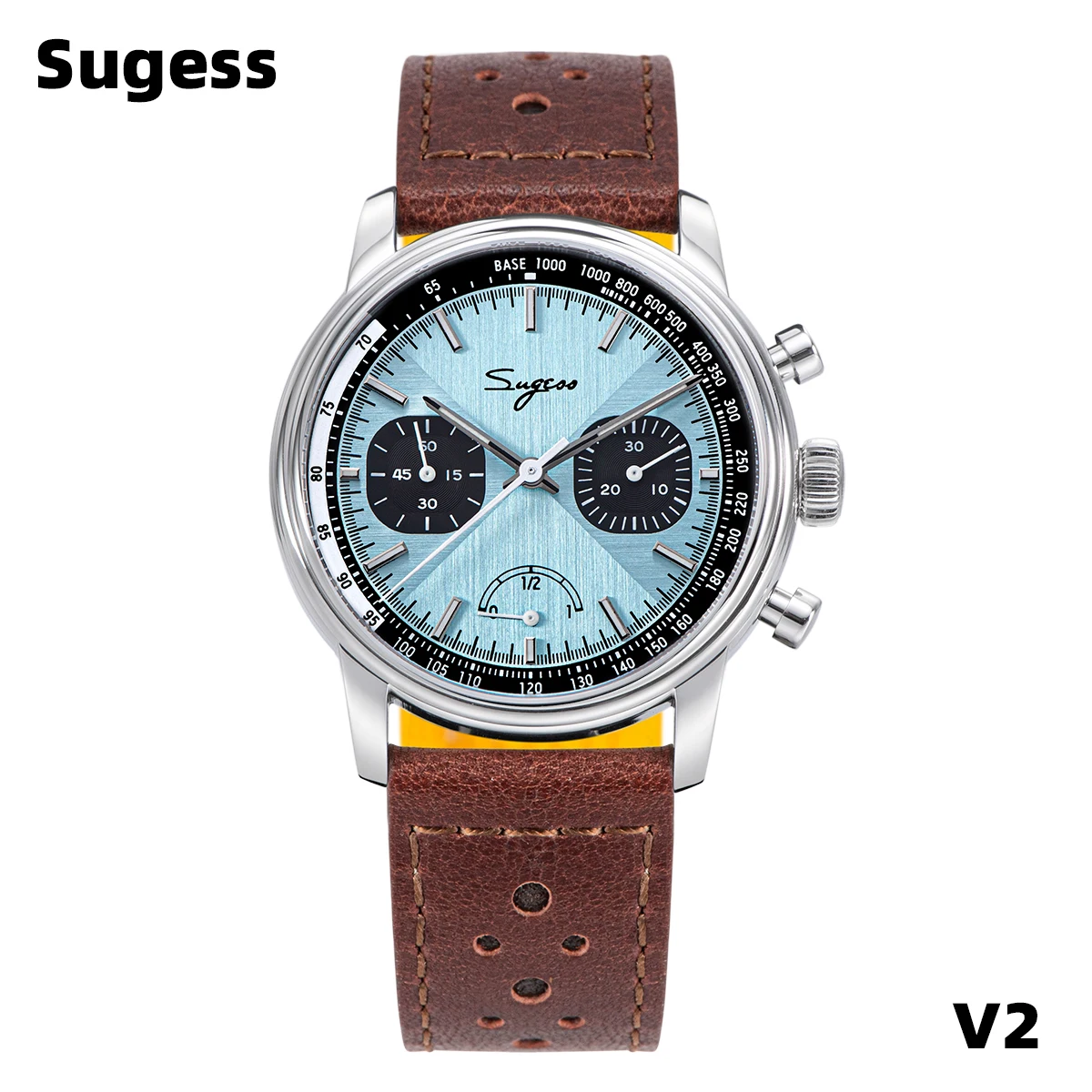 Sugess Pilot Watch Men ST1906 Movement Handwind Chronograph