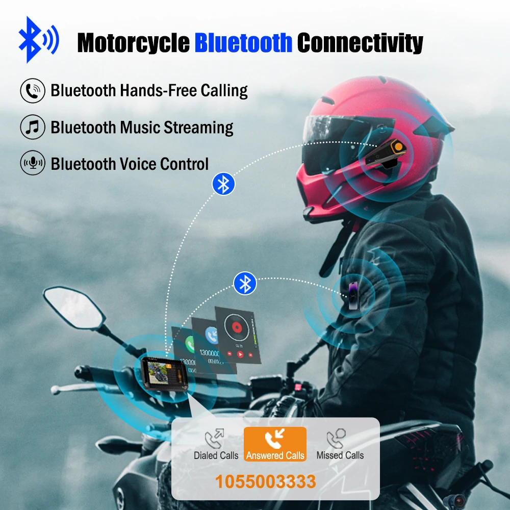 VSYS S2DL Dual 1080P Motorcycle DVR Dash Cam SONY Starvis Bluetooth TPMS  Parking Mode Waterproof Motorcycle Camera WiFi GPS