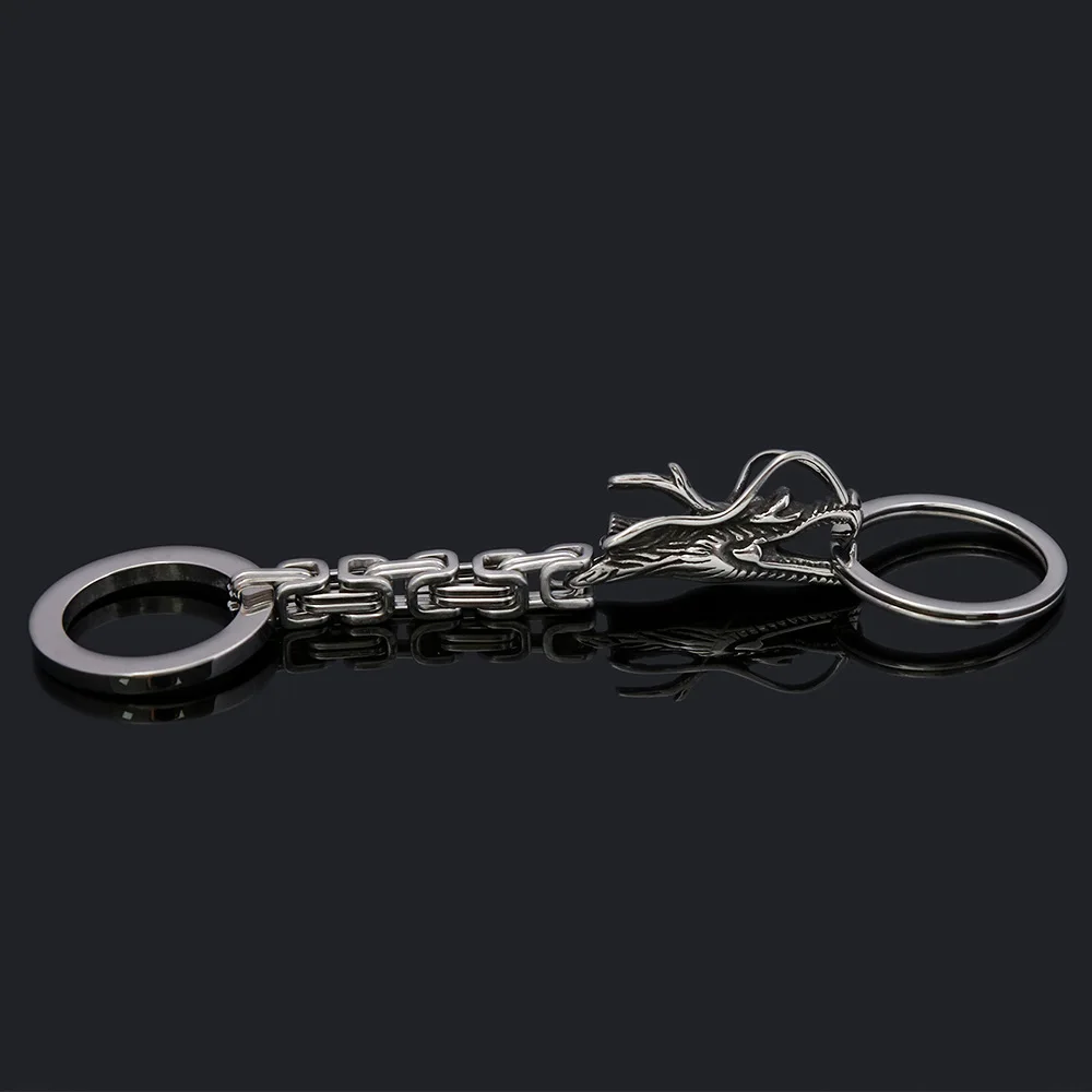 남성용 스테인레스 스틸 독특한 중국 드래곤 키체인, 빈티지 황제 체인, 동물 키체인, 쥬얼리 액세서리, 도매