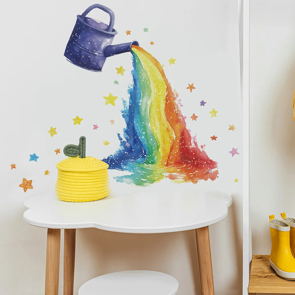 Wall Stickers Vinyl Decal Stickers Children Room Decoration Cartoon Painted Star Waterfall Wall Sticker For Kid Room Background Decoration Wallpaper Bedroom Home Decor Self-adhesive Decals