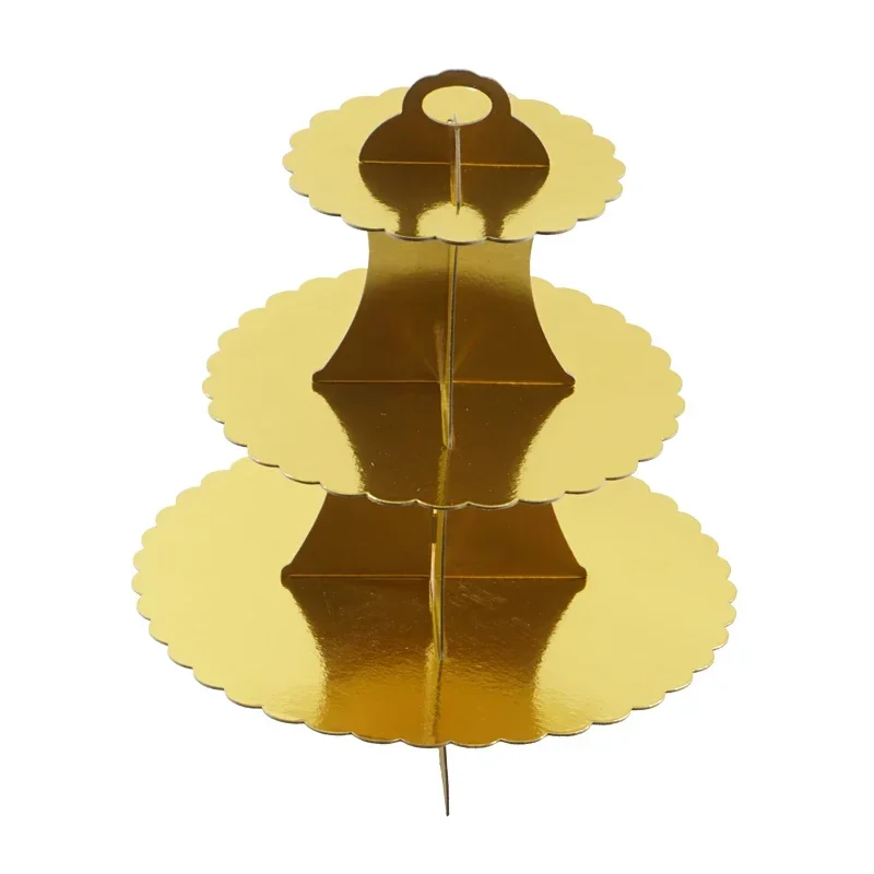 3-Layer Dessert Display Stand Cake Tools Paper Bronzing Cake Stand DIY Paper Craft Birthday Party Wedding Decoration