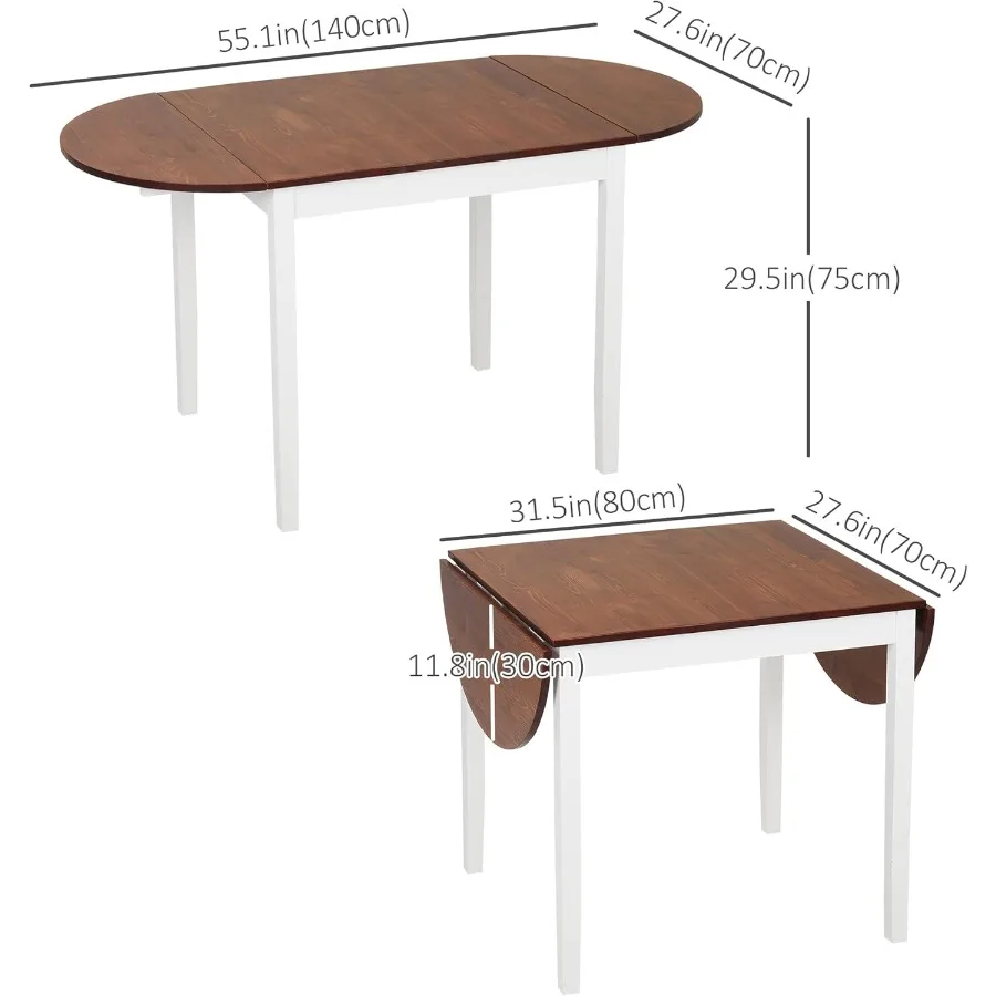 55 Solid Wood Kitchen Table for 46 People Oval Drop Leaf Tables for Small Spaces Folding Dining Table Brown