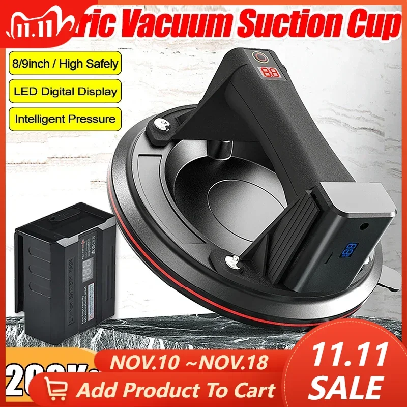 8 9 inch Electric Vacuum Suction Cup Glass Tile Suckers Industrial Air Pump 200KG Bearing Capacity Heavy Suction Cup Lifter vacuum suction cup vacuum sucker glass suction cup handle