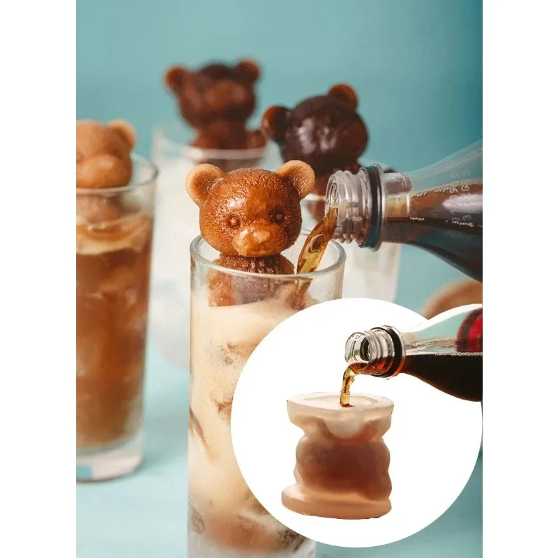 3D Ice Cube Maker Little Bear Shape Chocolate Cake  Mould  DIY Whiskey Wine Cocktail Silicone Mold Ice Cube Tray Ice Mold