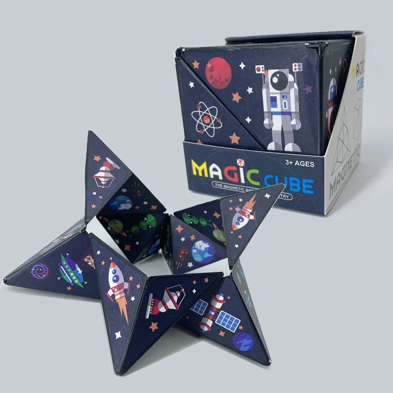 er Variety Geometric Changeable Magnetic Magic Cube Anti Stress 3D Hand Flip Puzzle Cube Kids Stress Reliever Fidget Toy