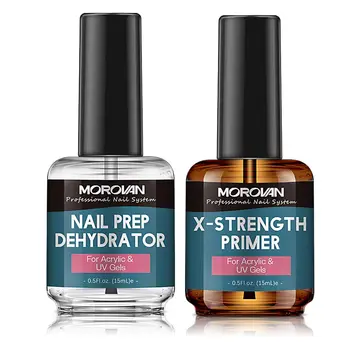 Disidratatore per la preparazione delle unghie e primer per unghie X-Strength, primer proteico non acido senza bruciatura per polvere acrilica e smalto gel UV