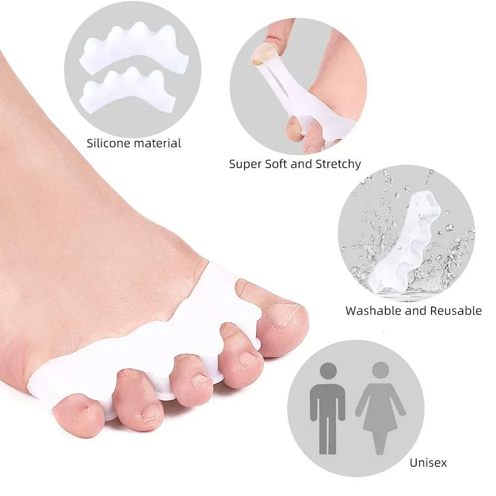 Gel Toe Spreaders Separator Silicone Bunion Correctors for Bent Claw Curved Toes Toe Straighteners for Women & Men Foot Care Tool nail art tools toe separators toe spreader